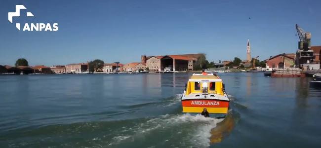 Venice on ambulance, a special boat for rescue workers
