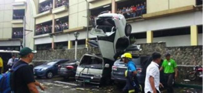 Strange Crash: Car Falls Out of Parking Structure