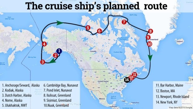 First touristc cruise ship on Northwest Passage: Canadian Coast Guard will face new problems