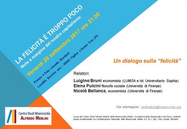 Venerdì al Centro Studi Misericordie, “Un dialogo sulla felicità” | Emergency Live