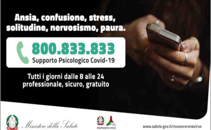 Covid-19, nasce l’800.833.833 per il supporto psicologico proposto dal Ministero della Sanità | Emergency Live