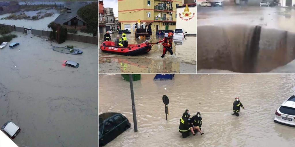 Nubifragio a Crotone, allagamenti e voragini in strada / VIDEO | Emergency Live