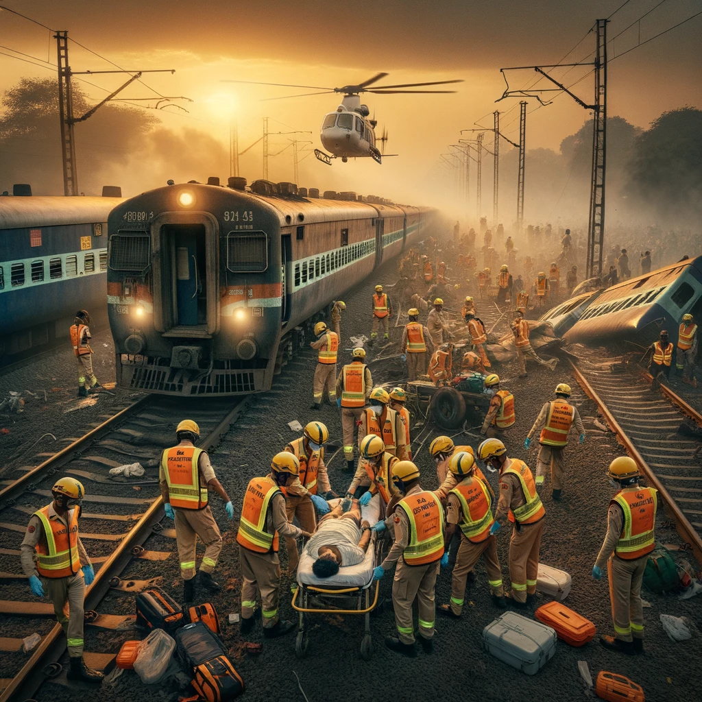 first responders on a train collision