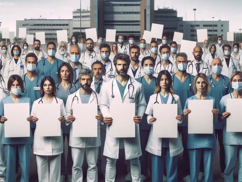 Una voce unita per la salute medici e infermieri in sciopero per i diritti e le condizioni di lavoro