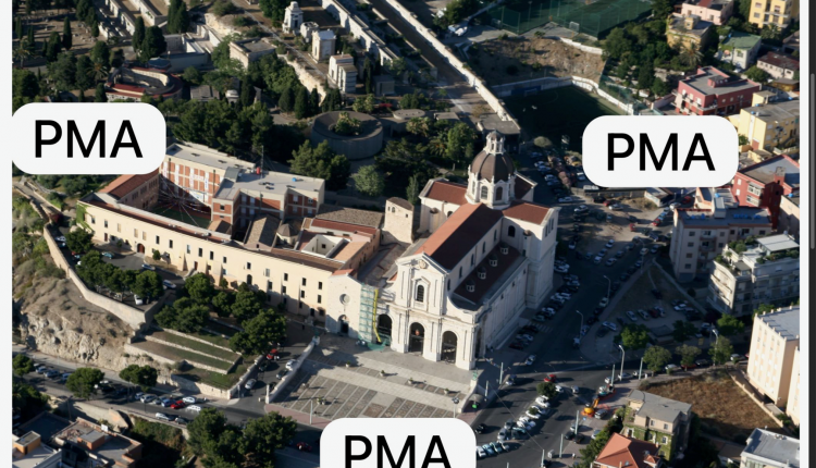 Panoramica di Bonaria e triangolo di PMA (Foto aerea del pilota Manuel Etzi)