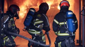 firebrigade in smoke room