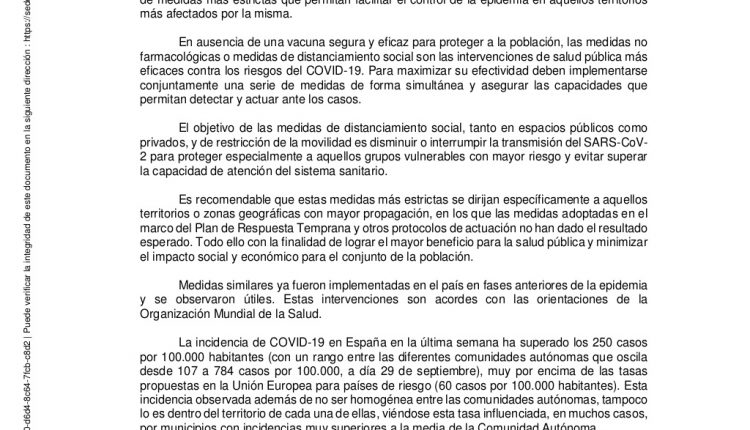 Emergencia en vivo | COVID-19 en España: debates sobre nuevas restricciones por parte del Ministerio de Sanidad image 1