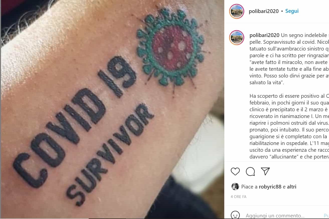 Italy Former Patient Tattoo On Arm Reads Covid 19 Survivor