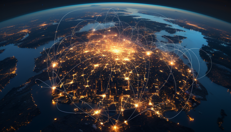 robertssrl network point around the earth seen from space