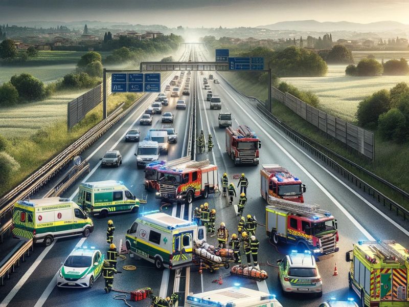 Dynamics and protocols of highway rescue in Italy