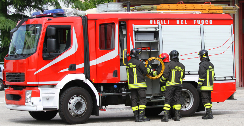fire truck of firefighter during an emergency